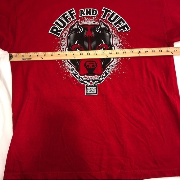 Original Rufnek Ruff and Tuff Dog Graphic Mens T-shirt Red Size XL Short Sleeve - Picture 4 of 7